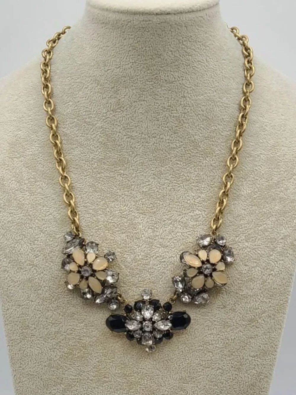 J Crew Smokey Crystal Resin Gold Tone Necklace